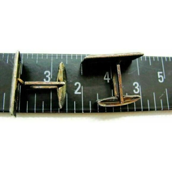 Rectangle Etched Engraveable Bullet Silver Tone 1" x 1/2" Men Vintage Cufflinks - Picture 2 of 7